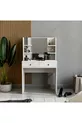 Coiffeuse blanche brillante avec miroir et 2 tiroirs, CM