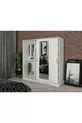 Armoire à vêtements Samira en MDF avec portes coulissantes et miroir blanc - MDF de première qualité