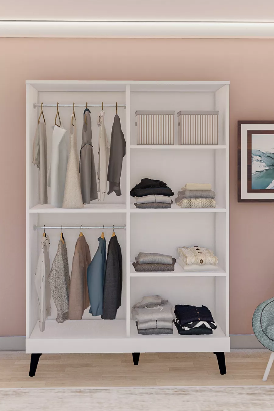 Armoire noire à quatre portes avec poignées GM -A sur pieds en forme de nuage