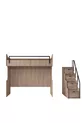Lit superposé, ensemble de chambre pour jeunes Polo avec bureau double, lit superposé en noyer + armoire en noyer à trois portes