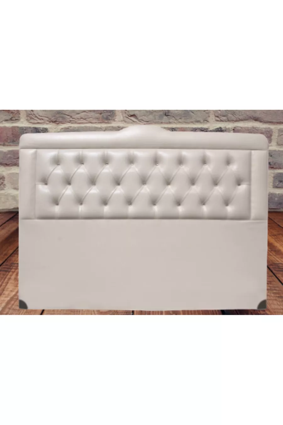 Tête de lit en simili cuir crème et marron combiné matelassé  cm Fait main