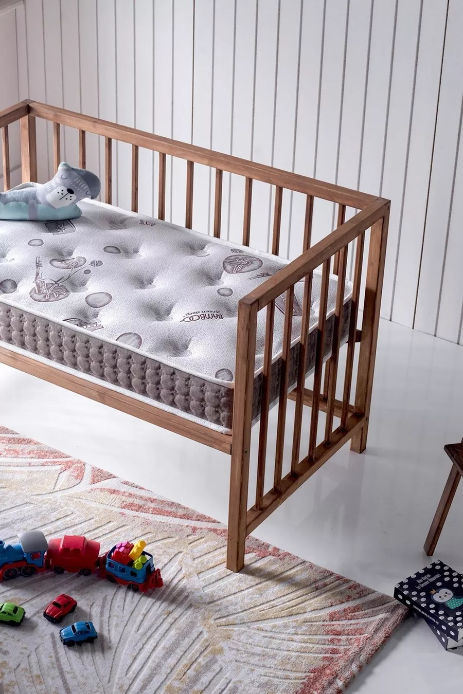 Lit Bamboo Park, Lit pour bébé, Lit de berceau, avec mousse orthopédique et tissu tricoté - Cm