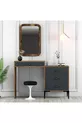 Commode à maquillage miroir variant Lisbonne - Noyer / Anthracite