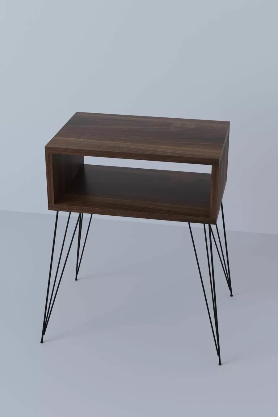 Table de chevet métallique sur pieds Élite, noyer