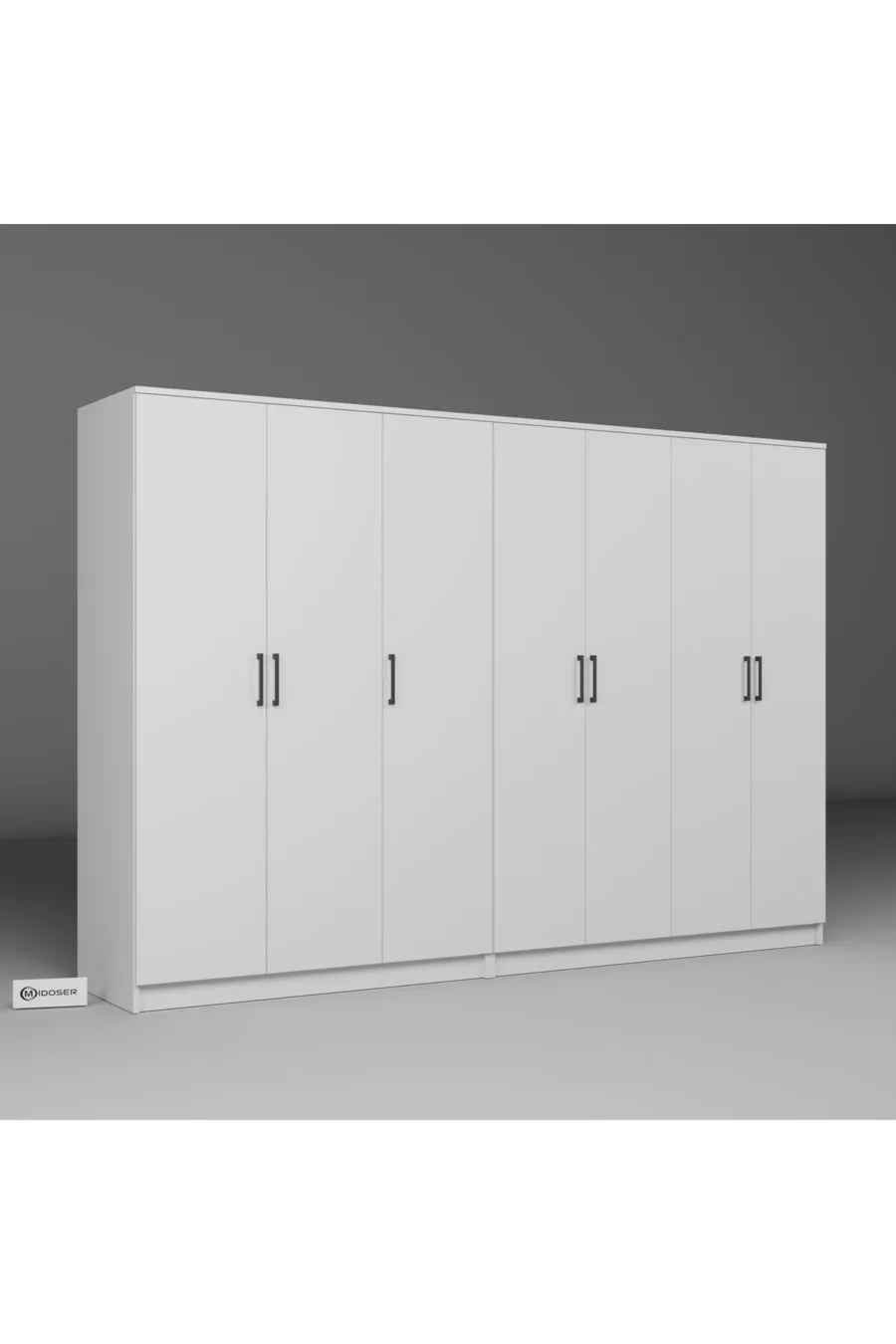 Armoire à vêtements série Kardelen blanche 7 portes  étagères  cm - Ensemble de garde-robe