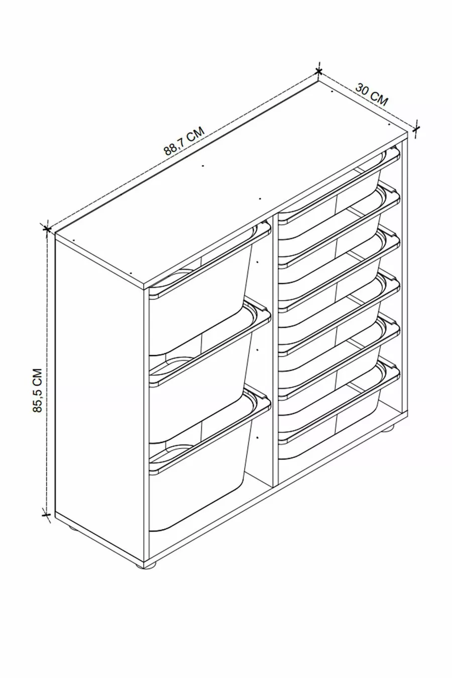 Armoire à 9 paniers Armoire multi-usages Armoire à jouets Çağla Çam