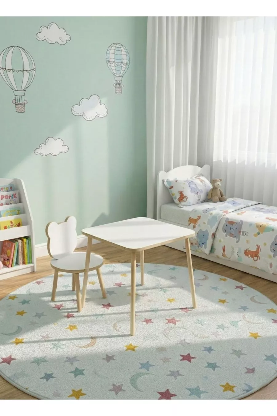 Ensemble table et chaises pour enfants, table d'activités, table de travail, 1 table, 1 chaise, blanc Panda