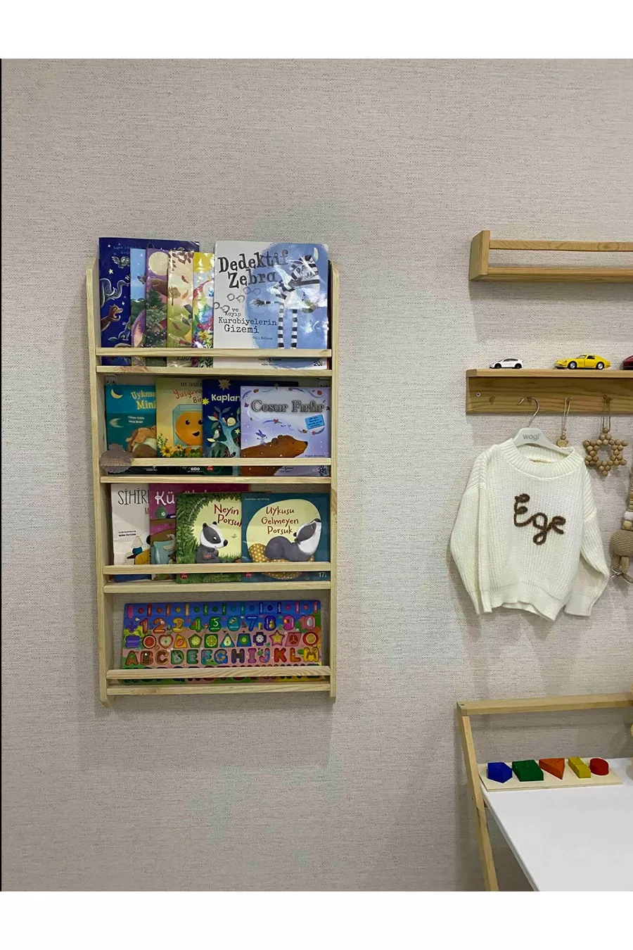 Bibliothèque Montessori en bois pour enfant, bibliothèque éducative