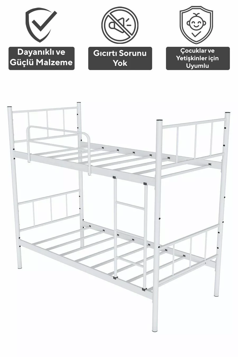 Lits superposés Tekno compatibles avec matelas, métal blanc détachable