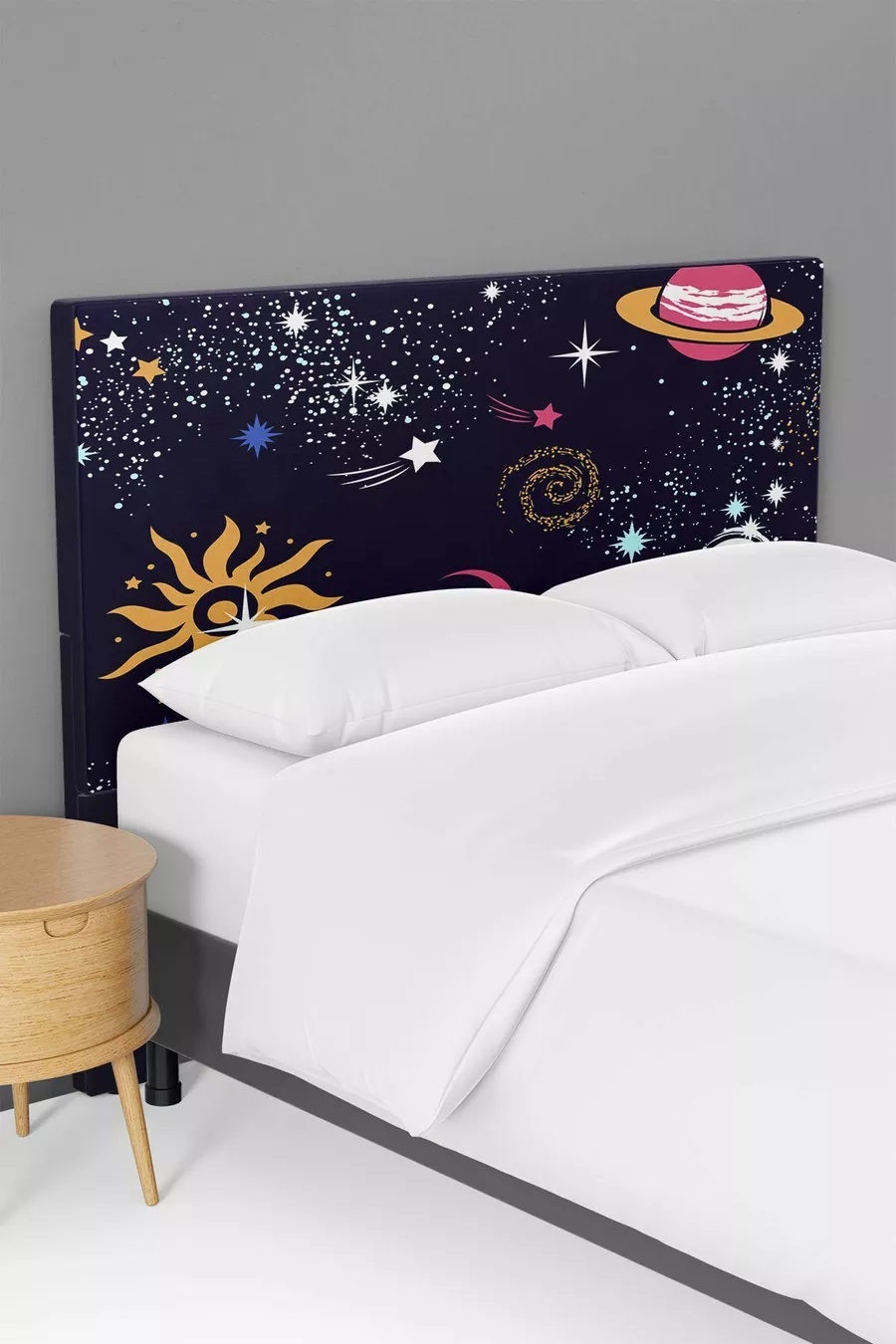 Housse de tête de lit pour lit avec coffre de chambre d'enfant à motif Galaxie et Planètes