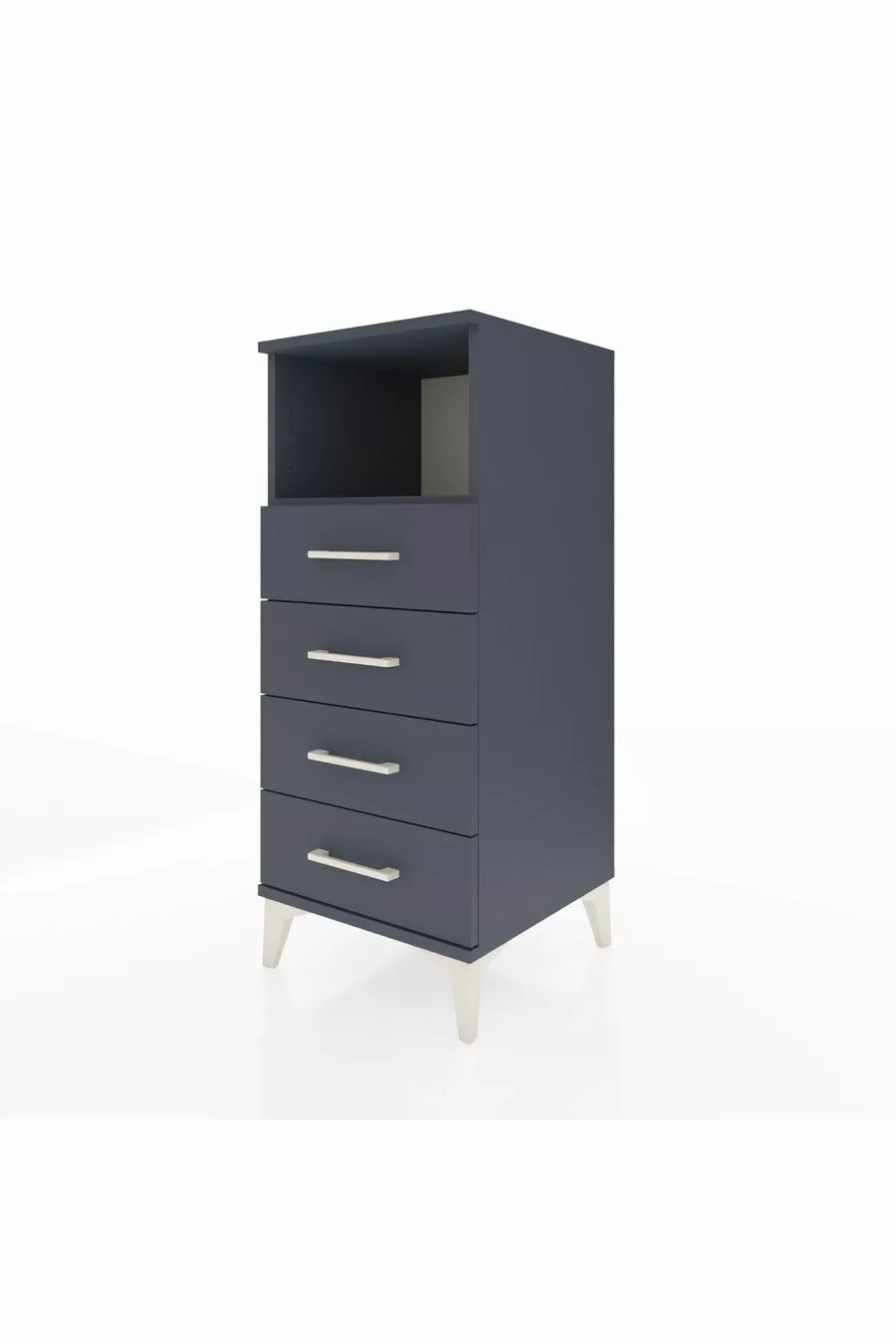 Chevet Hyperion à une étagère et quatre tiroirs Anthracite-Anthracite