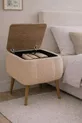 Table de chevet Lina Sandıklı, table de chevet moderne avec pieds en bois recouverts de tissu Teddy