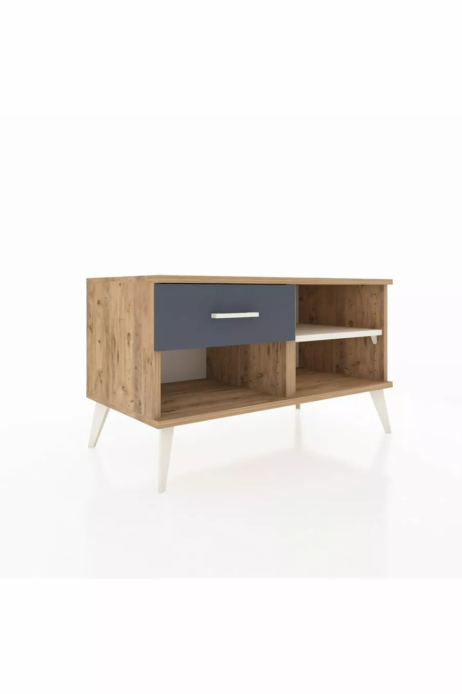 Commode Hyperion à une étagère et un tiroir en pin-pierre d'ambre / Anthracite