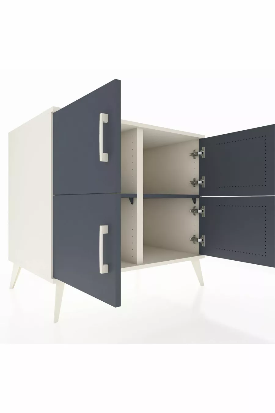 Commode Kronos 2 étagères 4 portes Pierre de Lune-Anthracite