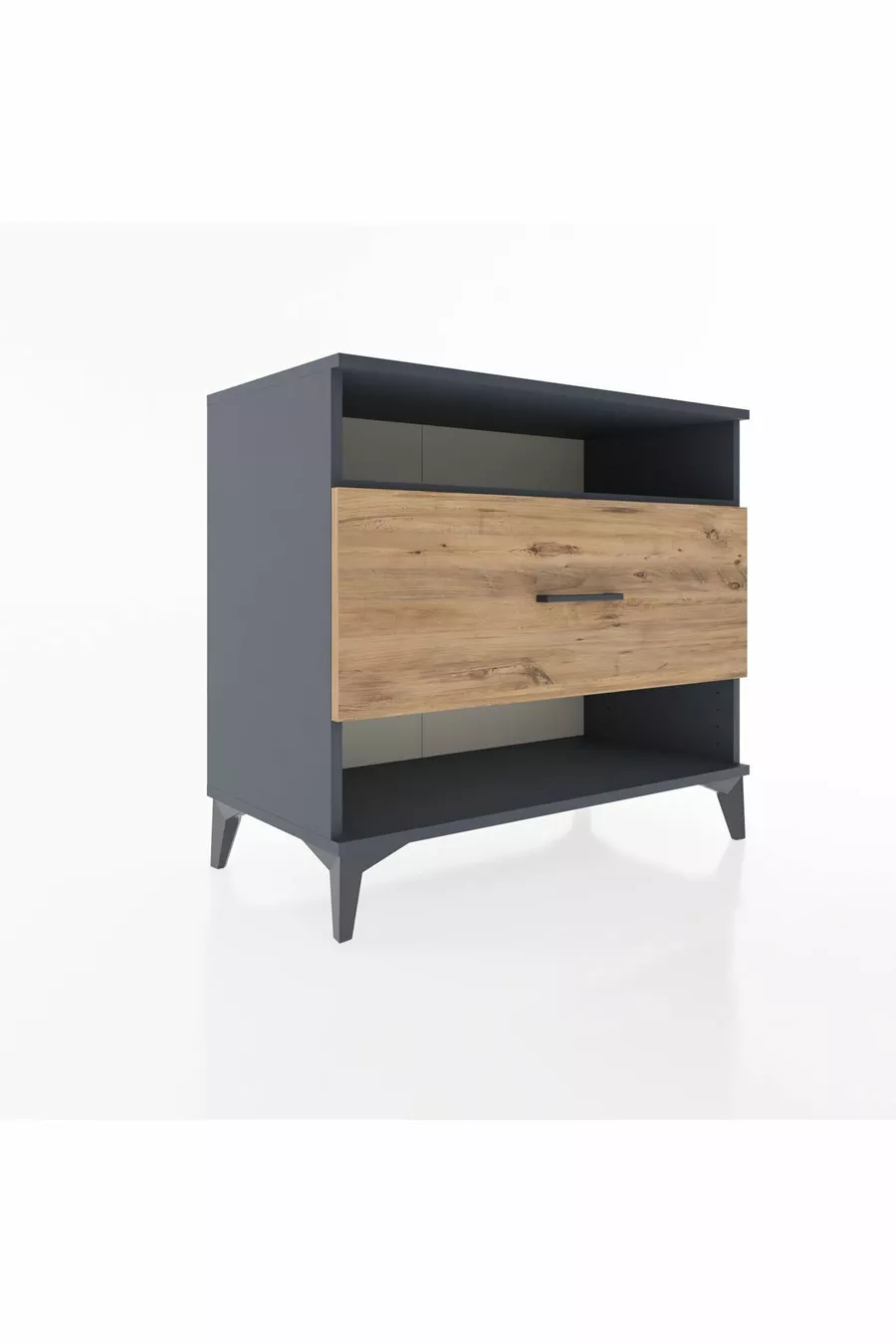 Commode Hyperion à une étagère et un tiroir, anthracite-pin