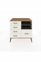 Commode Kronos 2 étagères 5 tiroirs Pin-Anthracite / Pierre de Lune