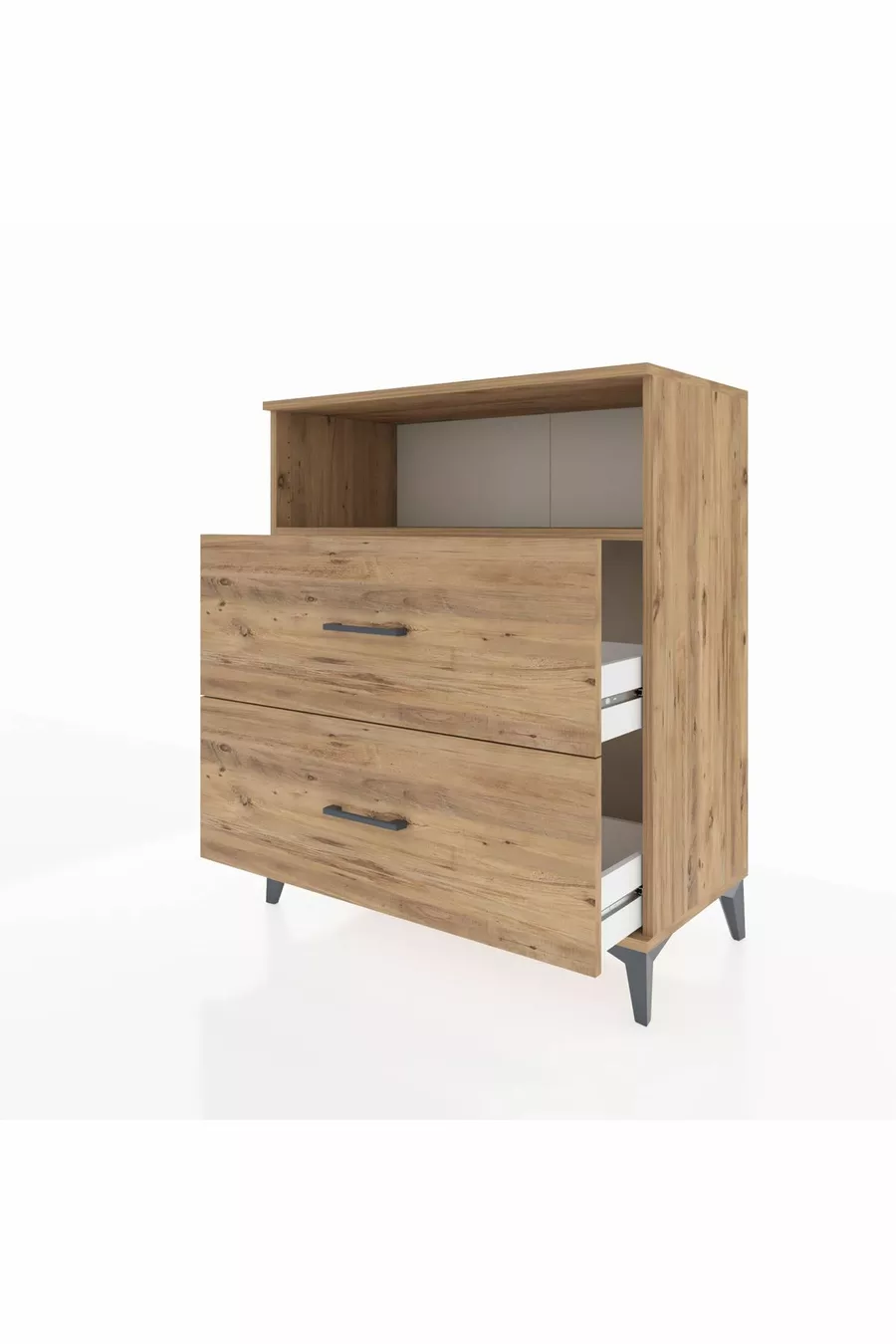 Commode Hyperion à un seul étagère et 2 tiroirs en pin-pin