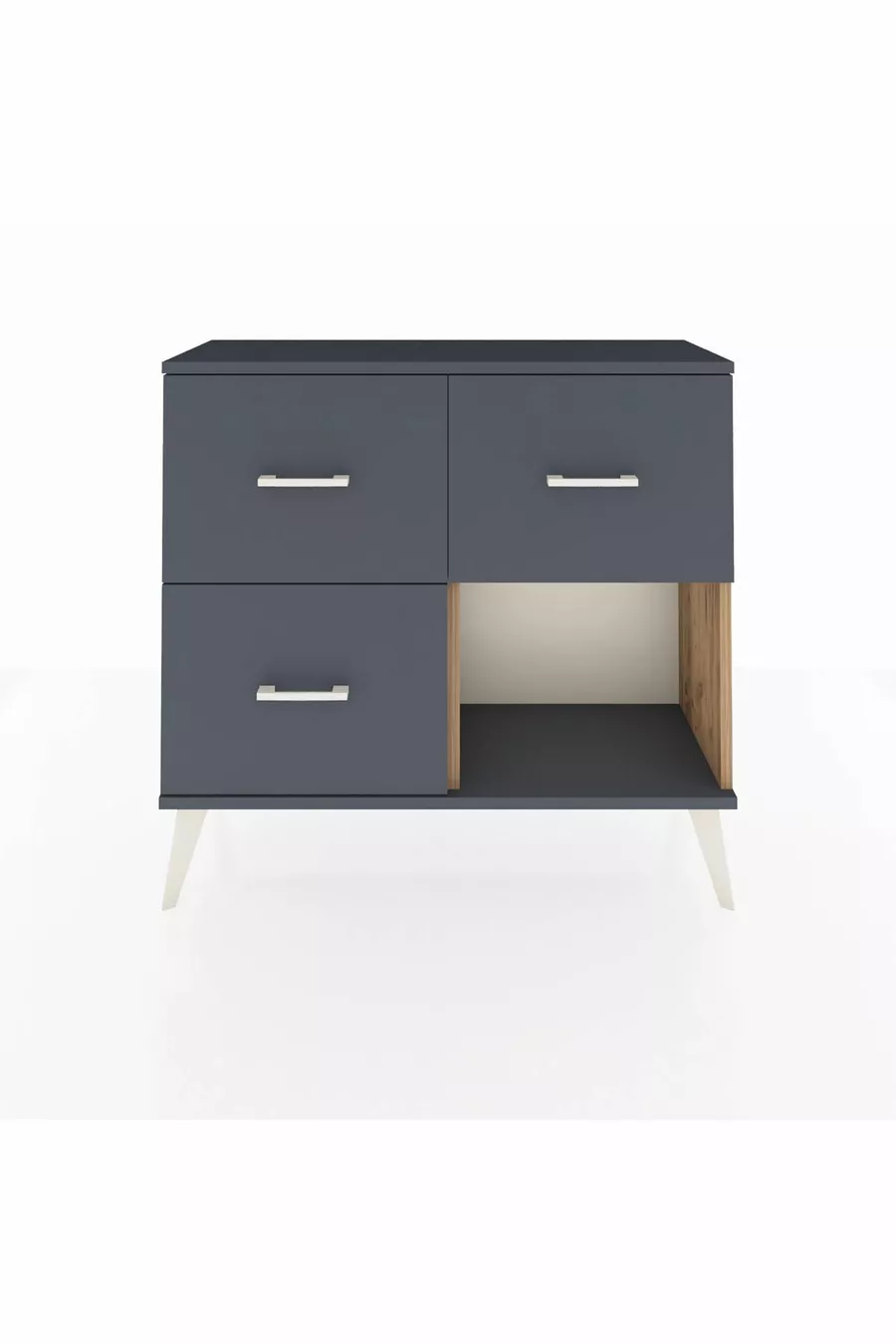 Commode Arges 3 tiroirs Pin-Anthracite