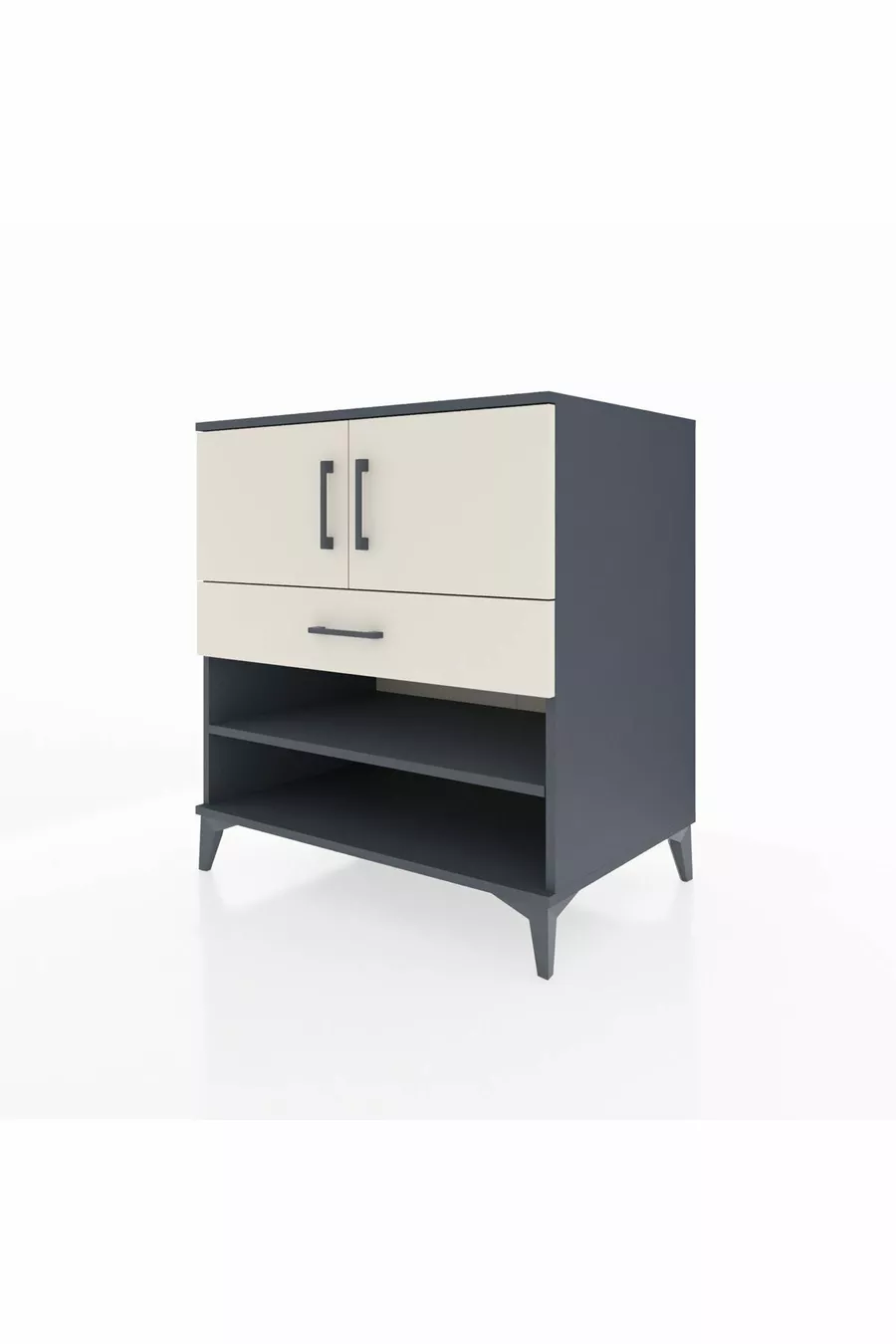 Commode Kronos avec 3 étagères, 1 tiroir et 2 portes, Anthracite-Pierre de lune