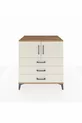 Commode Kronos avec 2 étagères, 3 tiroirs et 2 portes, en pin et pierre de lune