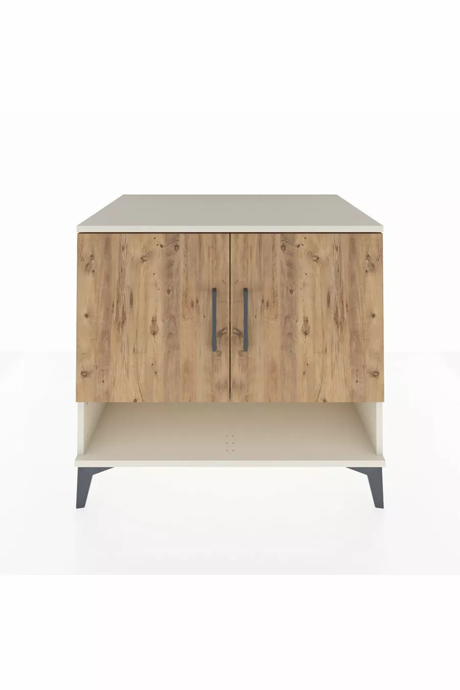 Commode Kronos 2 étagères 2 portes Pierre de Lune-Pin