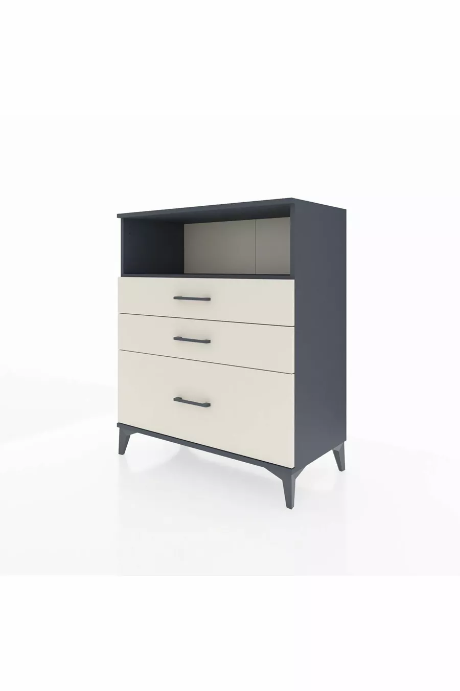 Commode Hyperion à une étagère et trois tiroirs Anthracite-Quartz