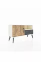 Commode Arges avec 2 étagères, 1 tiroir, 1 porte, couleur Pierre de lune/Pin/Anthracite