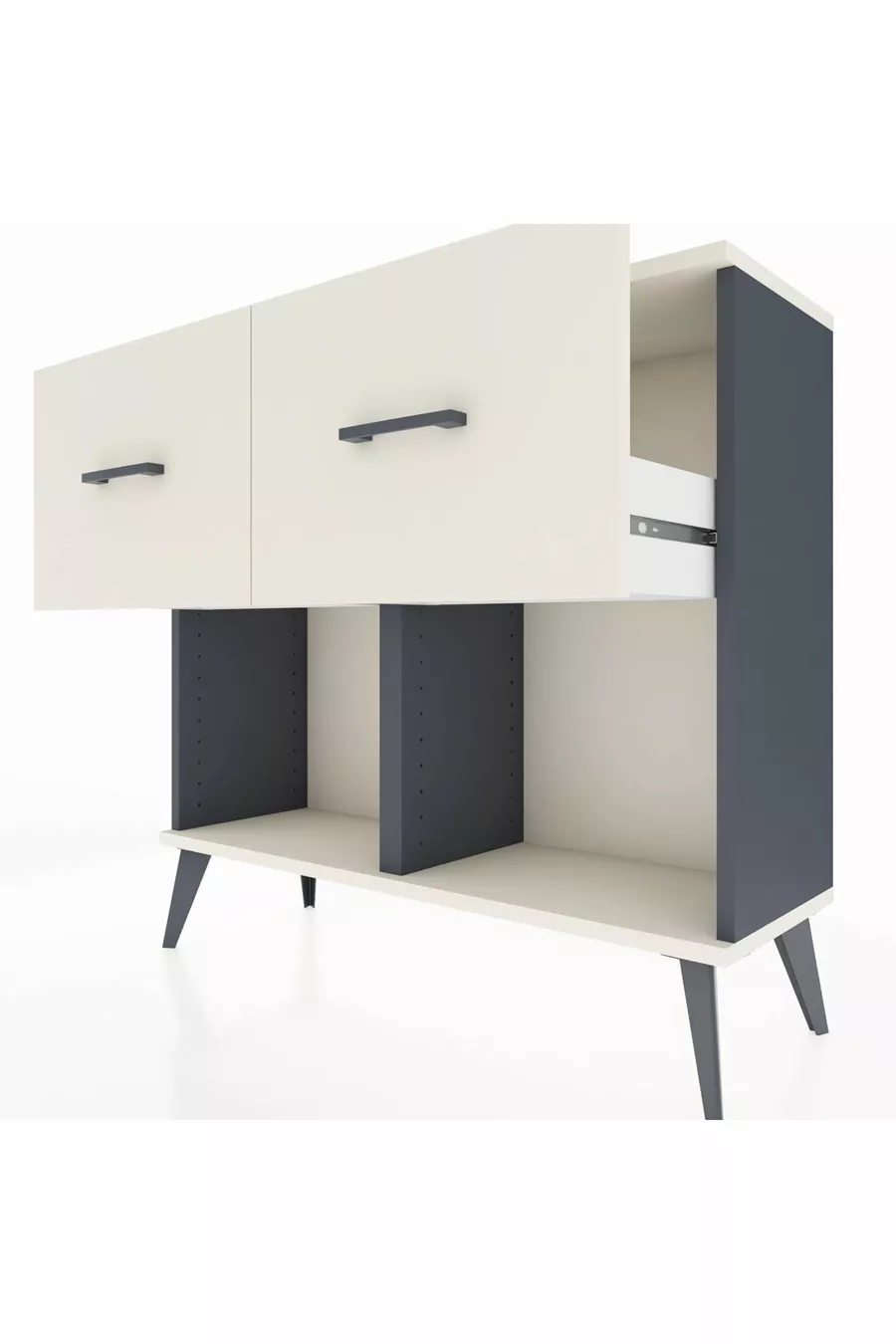 Commode Arges à 2 tiroirs Anthracite-Pierre de lune