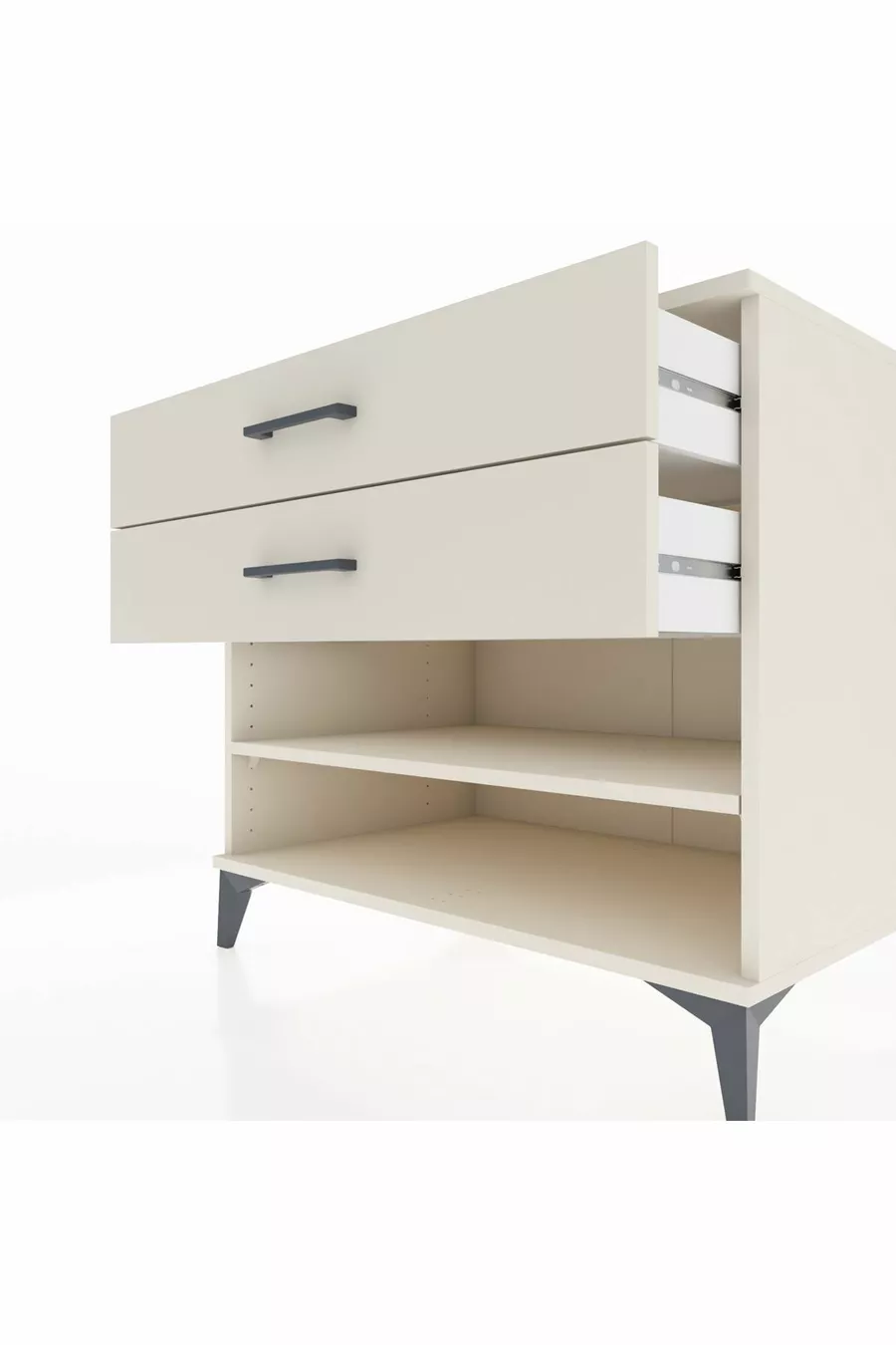 Commode Kronos à une étagère et 2 tiroirs Pierre de lune-Pierre de lune