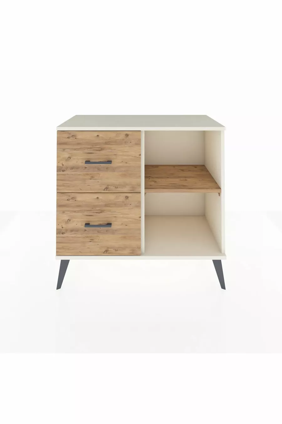 Commode Hyperion à une étagère et 2 tiroirs Aigue-marine-Pin