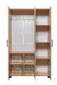 Lit superposé, Lit superposé Aura avec bureau et armoire à 3 portes, Noyer clair
