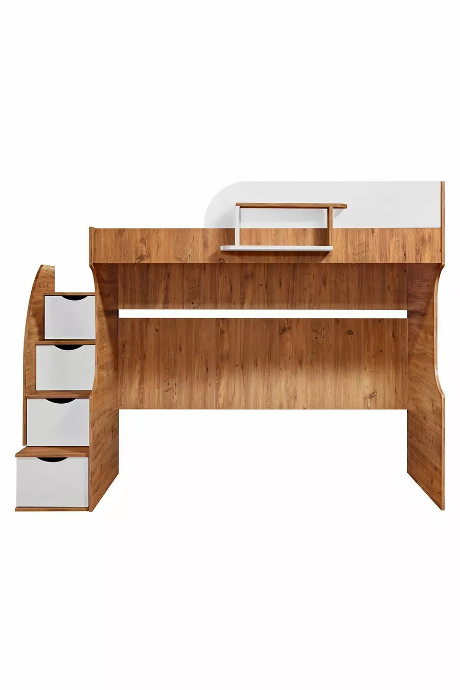 Lits superposés, Litera Ranza Armoire Bureau, Noyer foncé-Blanc