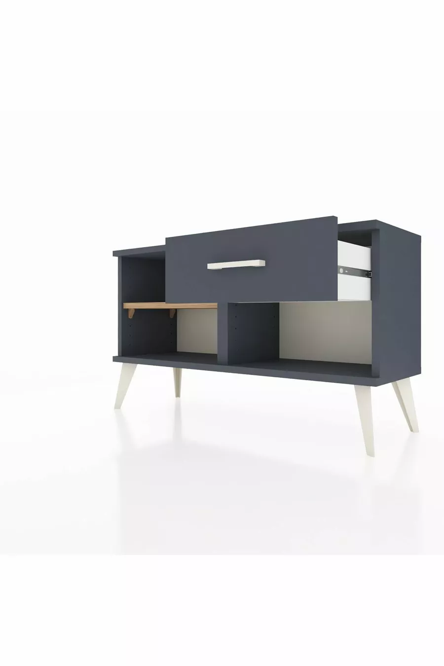 Commode Arges à une étagère et un tiroir Anthracite-Pin/Anthracite