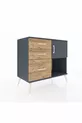 Commode Hyperion avec une seule étagère, 3 tiroirs et une porte, Anthracite-Anthracite/Sapin