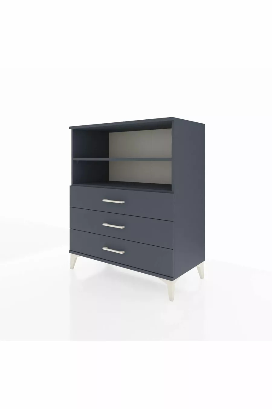 Commode Hyperion 2 étagères 3 tiroirs Anthracite-Anthracite