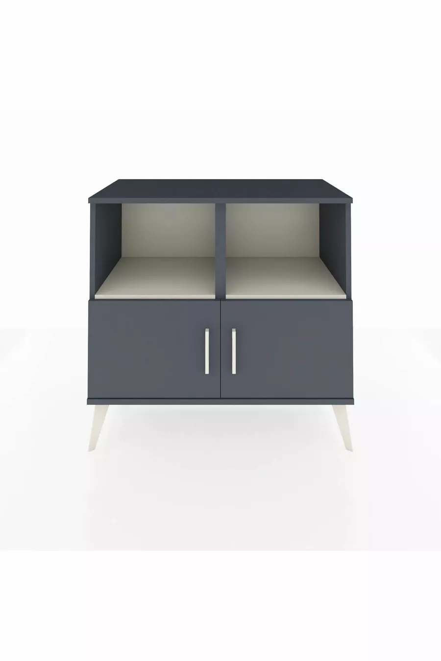 Commode Hyperion 2 étagères 2 portes Anthracite-Anthracite/Gris pierre
