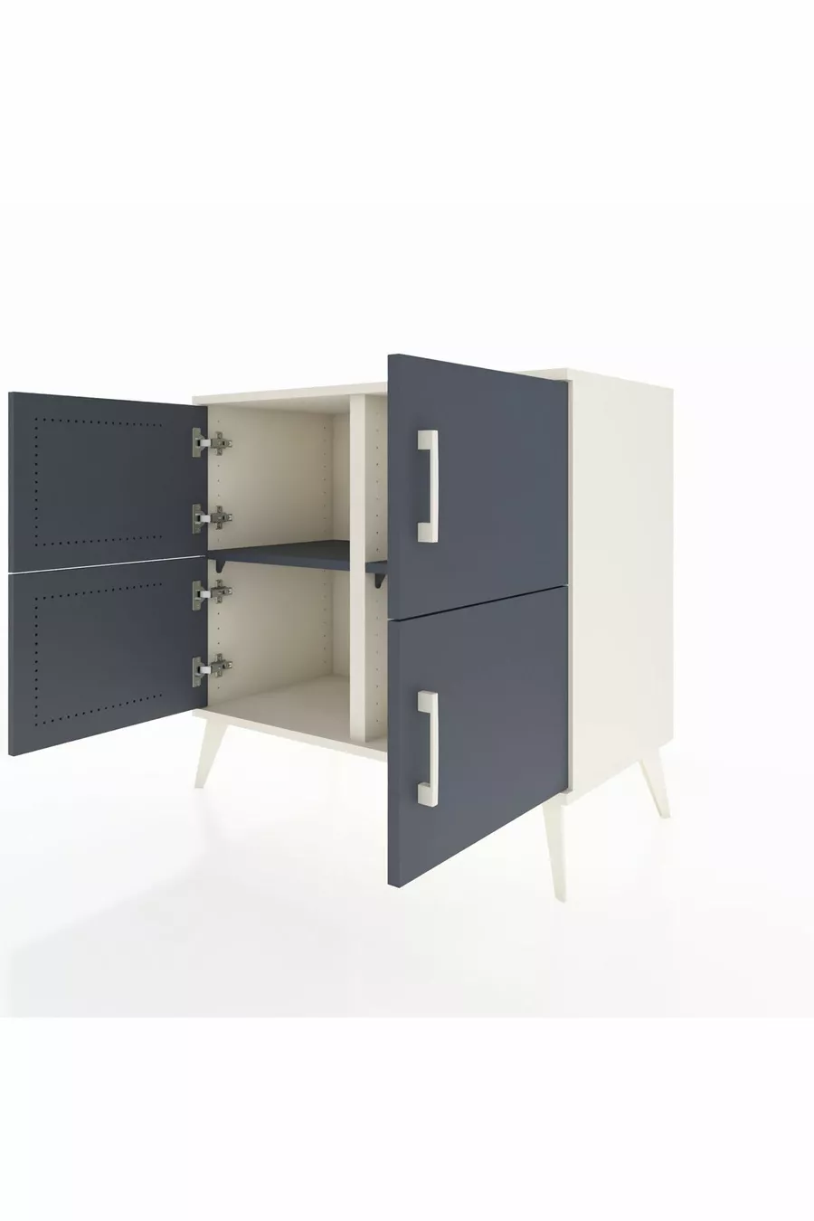 Commode Hyperion 2 étagères 4 portes Pierre de lune-Anthracite