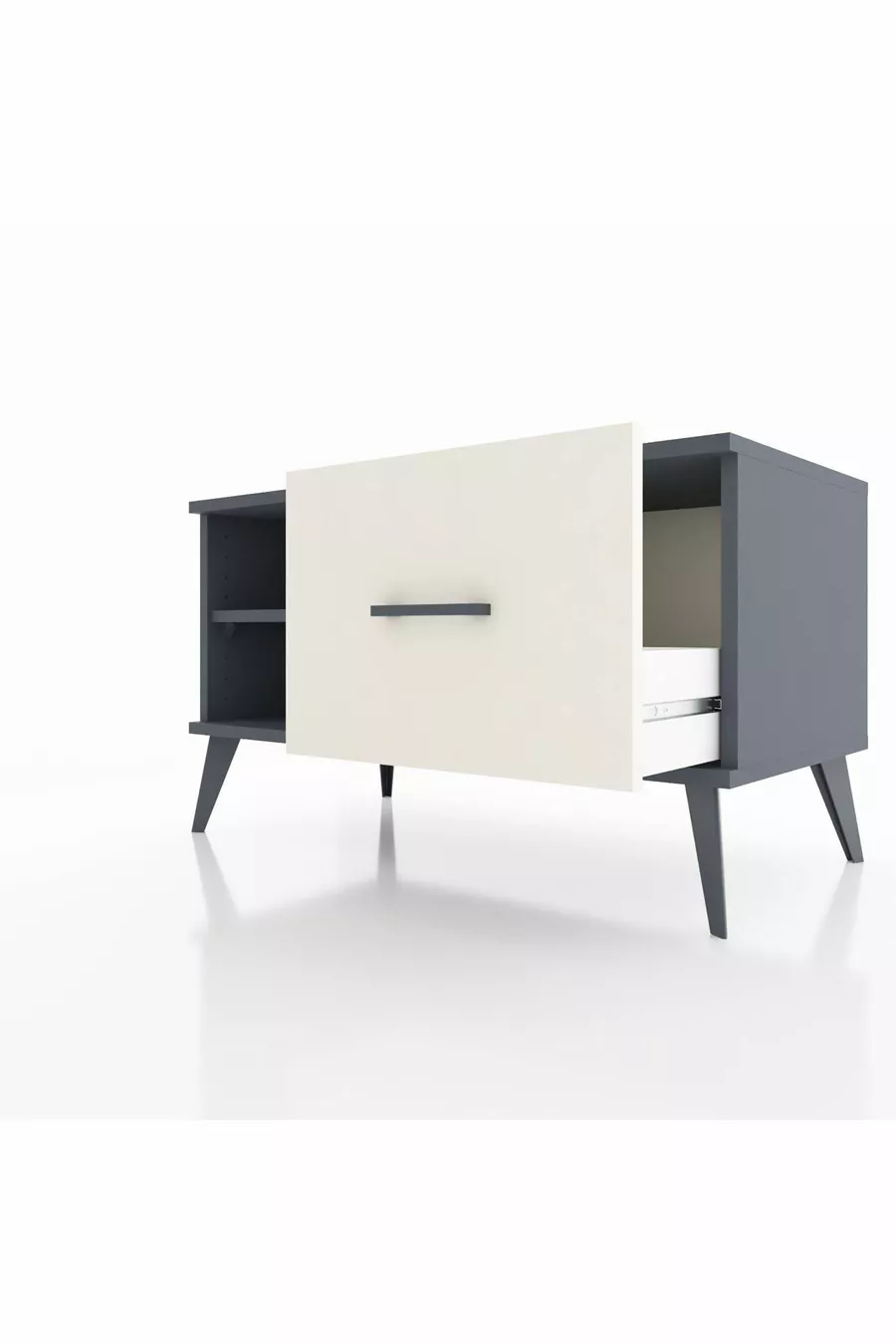Commode Hyperion à une étagère et un tiroir Anthracite-Anthracite/Pierre de Lune