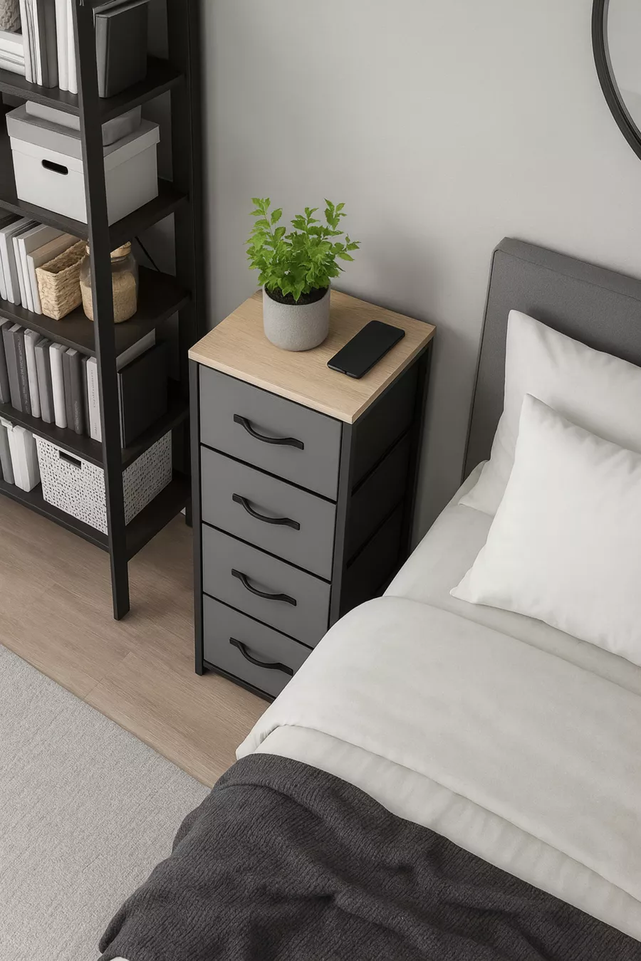 Commode à 4 tiroirs Organisateur pour chambre à coucher Organisateur pour enfants Armoire à jouets en cuir avec tiroirs