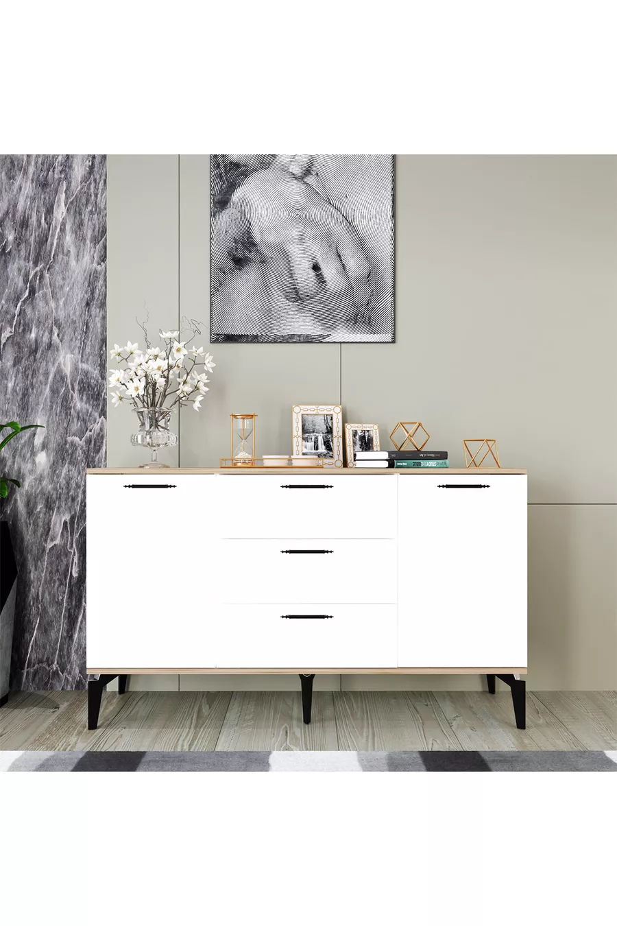 Armoire Polyvalente Almata, Console Moderne, Meuble de Cuisine, Commode
