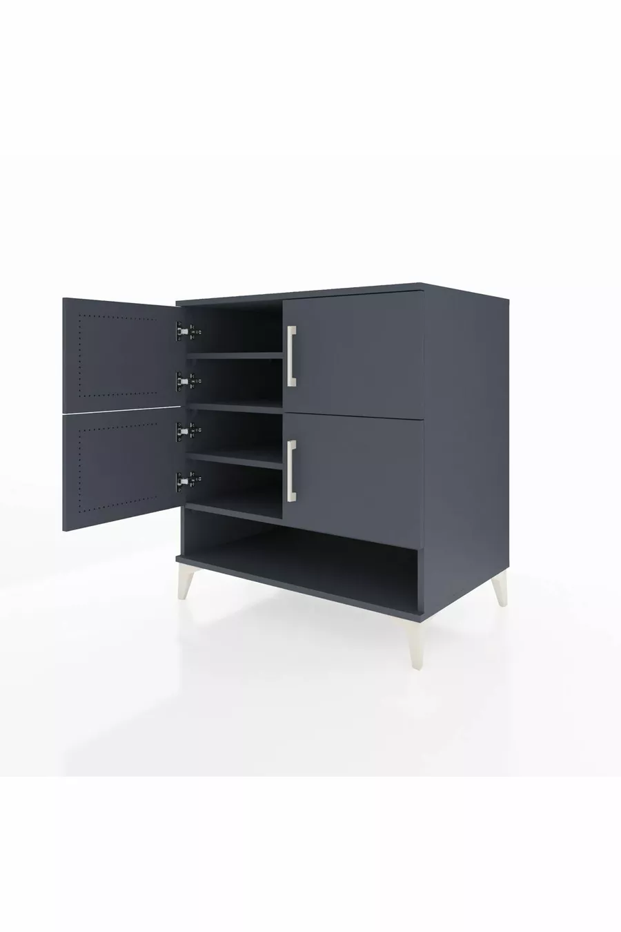 Commode Kronos 4 étagères 4 portes Anthracite-Anthracite