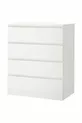 Commode à 4 tiroirs, Largeur :  cm  Profondeur :  cm  Hauteur :  cm