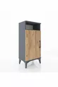 Table de chevet Arges à 3 étagères avec une porte, Anthracite-Pin