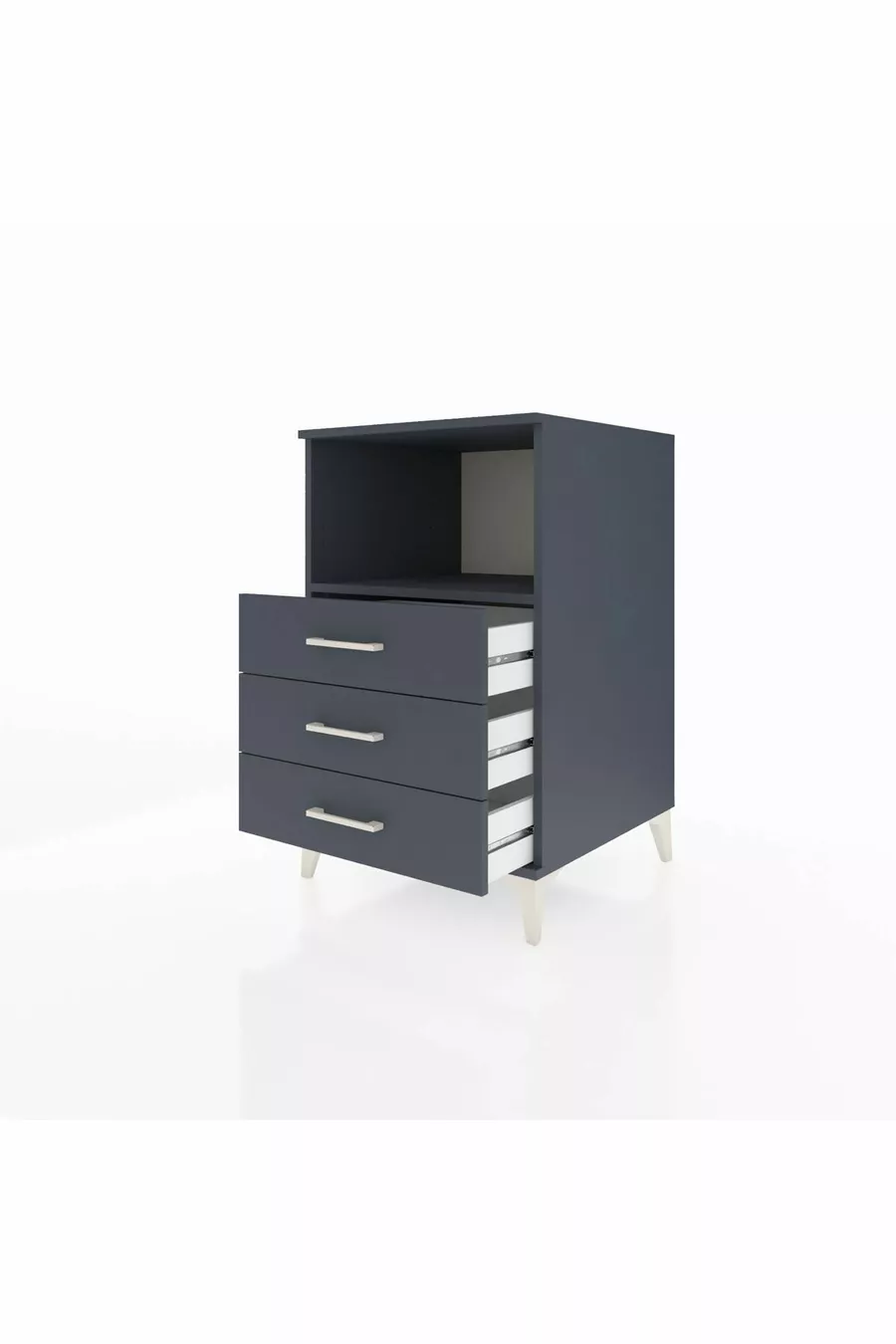 Table de chevet Kronos avec une étagère et 3 tiroirs Anthracite-Anthracite