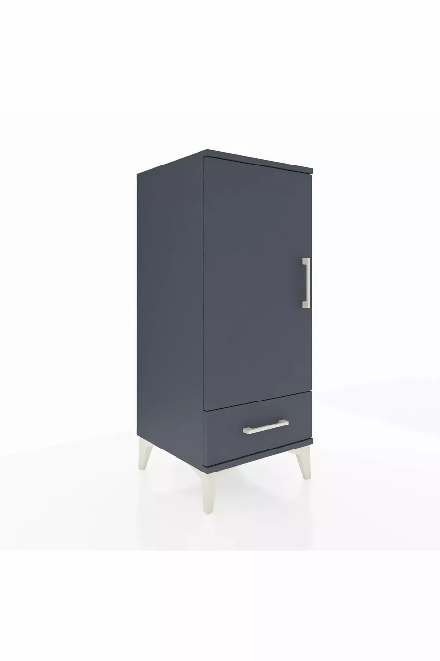 Table de chevet Hyperion avec 2 étagères, 1 tiroir et 1 porte, Anthracite-Anthracite
