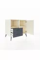 Commode Kronos avec 2 étagères, 2 tiroirs et 1 porte, Albâtre/Anthracite