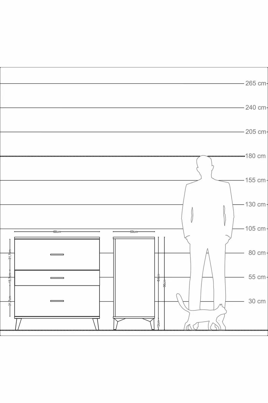 Commode Kronos 3 tiroirs Anthracite-Pierre de lune