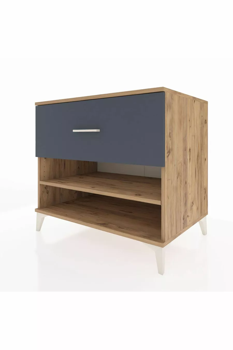 Commode Kronos à une étagère et un tiroir, pin-anthracite