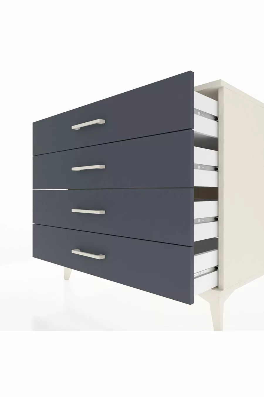 Commode Kronos 4 tiroirs Pierre de lune-Anthracite