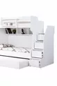 Lits superposés Ranza, courageux avec petit lit - Blanc, 2 matelas confort